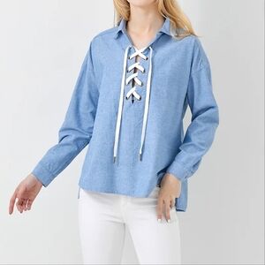 Maven West Chambery Lace-Up Blouse